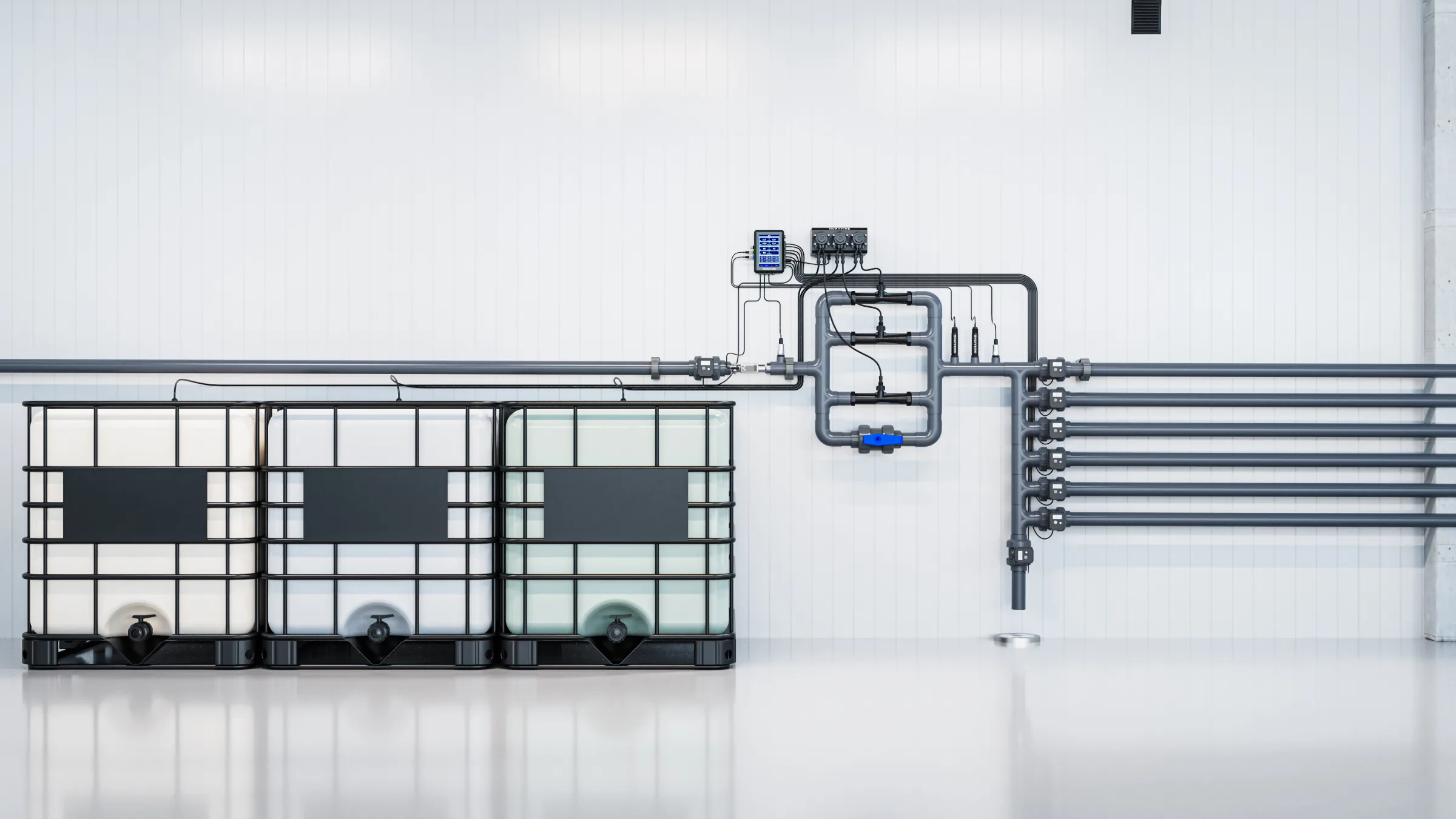 Nuravine Aurora II controller running an inline dosing system