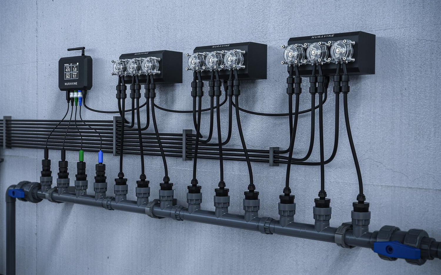 Elixir pumps mounted in a modular dosing system