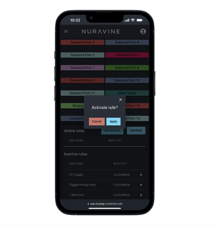 Flux app push-button rule controls
